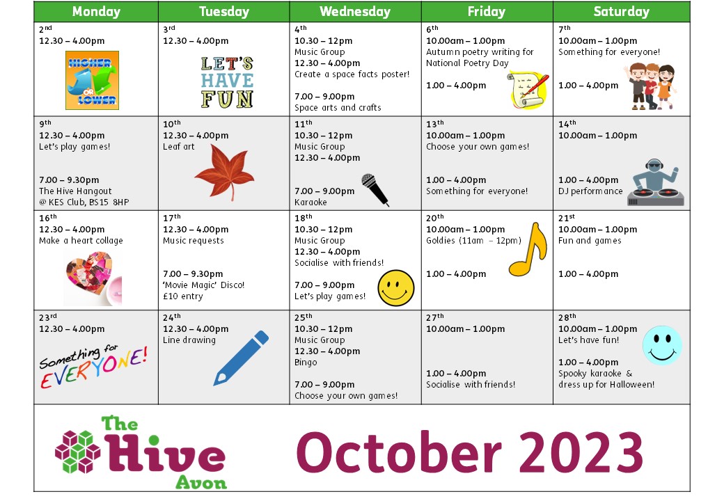 We can't believe it's nearly October already! Check out our activity sheet to see what we're up to.
