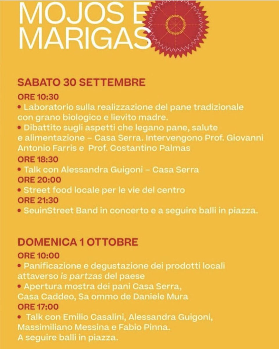 Anna Maria spunta…di diamante (@pattanna66) on Twitter photo In occasione della manifestazione ECORURALITY-QI Fest
<a href="/alexethno/">Alessandra G. PhD </a> dialogherà con diversi ospiti a #Samugheo
Sabato 30/09 si parlerà di imprenditoria locale e domenica 01/10 di bellezza e beni culturali
L’evento si svolgerà durante Mojos e Marigas,
Venite numerosi In occasione della manifestazione ECORURALITY-QI Fest
<a href="/alexethno/">Alessandra G. PhD </a> dialogherà con diversi ospiti a #Samugheo
Sabato 30/09 si parlerà di imprenditoria locale e domenica 01/10 di bellezza e beni culturali
L’evento si svolgerà durante Mojos e Marigas,
Venite numerosi