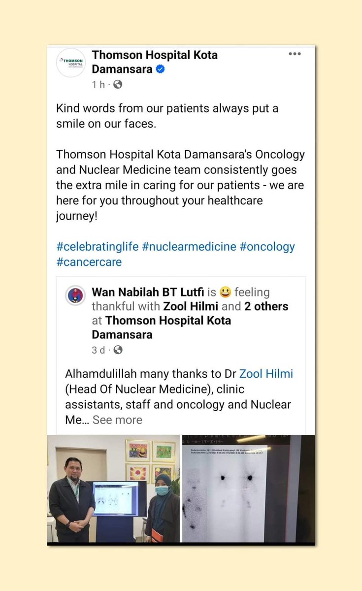 WanNabilahBtMu1's tweet photo. Thank you very much @thomsonhosp_kd   💜💜💜👇🏻

https://t.co/gHSVyuUeYV

#OncologyNuclearMedicineTHKD #ThomsonHospitalKD #THKD #cancerawareness #Malaysia  #cancertreatment #cancersurvivor  #cancerfighter #perjuangan #nuclearmedicine  #KotaDamansara https://t.co/FbEYxztcdx
