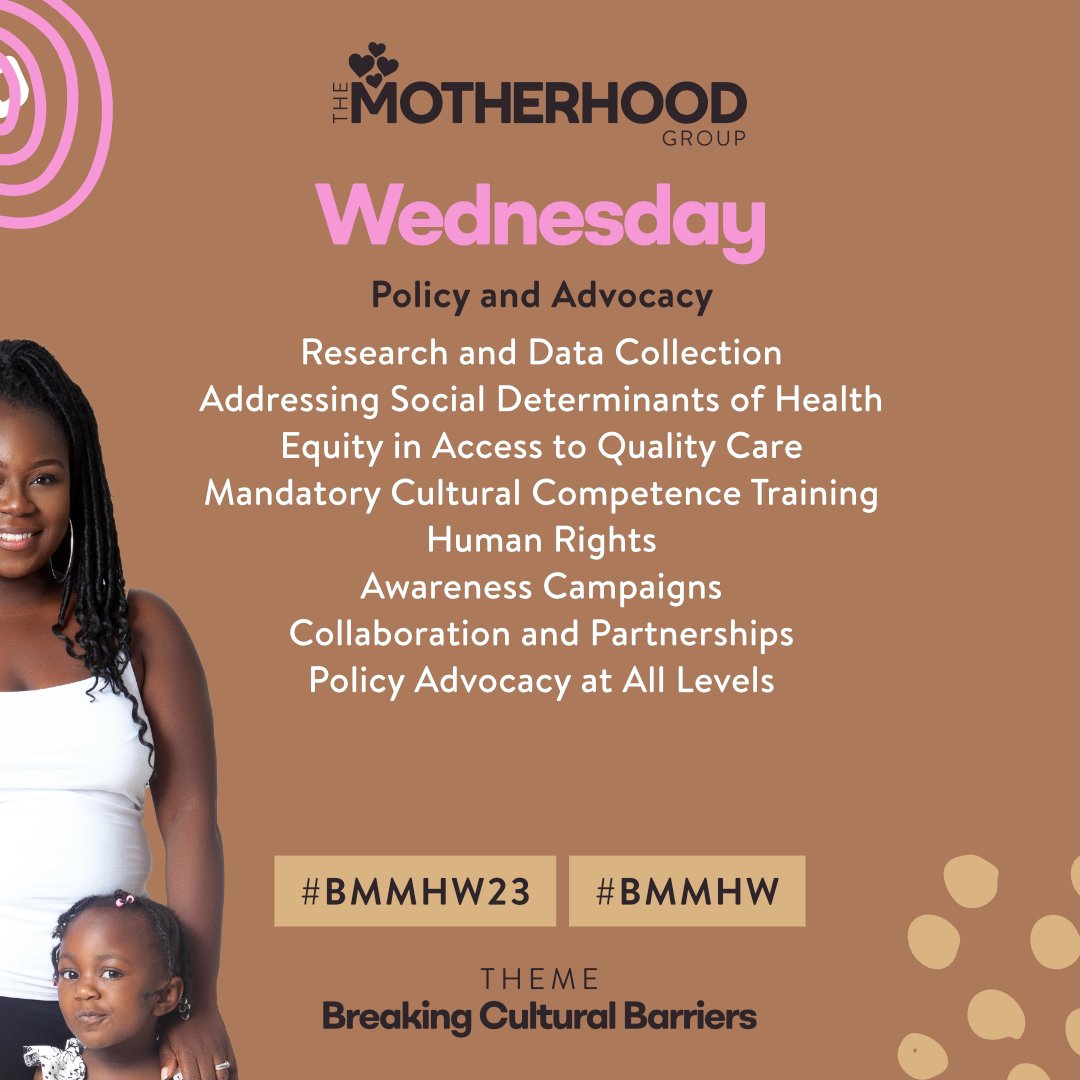 MotherhoodGroup's tweet photo. The third day of #BMMHW23 we are discussing the importance of breaking cultural barriers in Black maternal mental health care through changing policies and advocating collectively.
By purposefully enacting new policies at institutional and governmental levels to mandate standards around screening, treatment, competency training, funding, hiring practices, quality improvement, and accountability around racial disparities can help ensure Black women have access to unbiased, culturally-informed, compassionate, and effective mental health care before, during, and after pregnancy.
Today, we have our MAIN EVENT at Lambeth Town Hall where we will be launching a short film in partnership with Impact on Urban Health & networking over mocktails and canape's.
Our CEO @sandeeigwe will also be speaking at Mother Tongue, Motherhood and Mental Health - organised by West London NHS Trust.
Swipe to see the events we have today that will be focused on discussing policies, whilst we advocate for change by speaking up about Black Maternal Mental Health!
#BMMHW #BMMHW23 #BlackMentalHealth ##MentalHealthAwareness #Lambeth #Ealing #WestLondon #SouthLondon #Brixton #Diversity #NHS #Labour #culturalbarriers