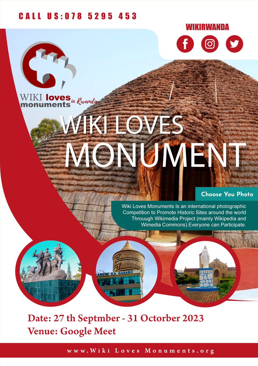 OSKRwanda's tweet image. Good morning, community members and friends! .
Don&apos;t miss the chance to be part of the Wiki Love Monument launch. Your contributions matter for open knowledge. 
@wikimonuments 

 #OpenKnowledge #WikiLoveMonument