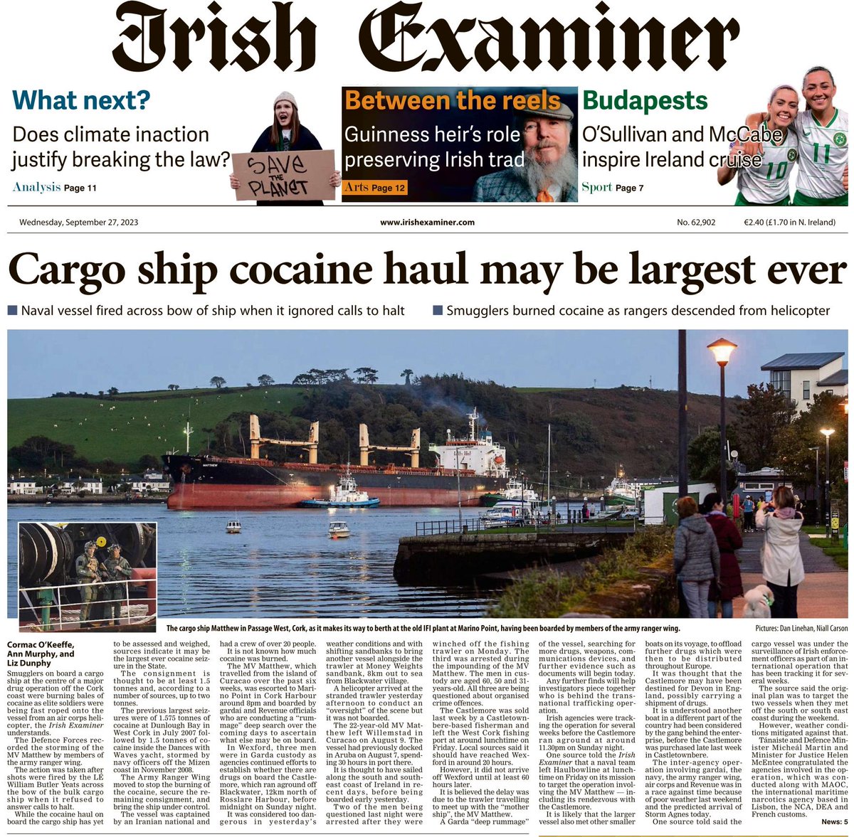 CormacJOKeeffe's tweet photo. This morning's @irishexaminer front page
#supportnewspapers https://t.co/TQBBXyXjwv