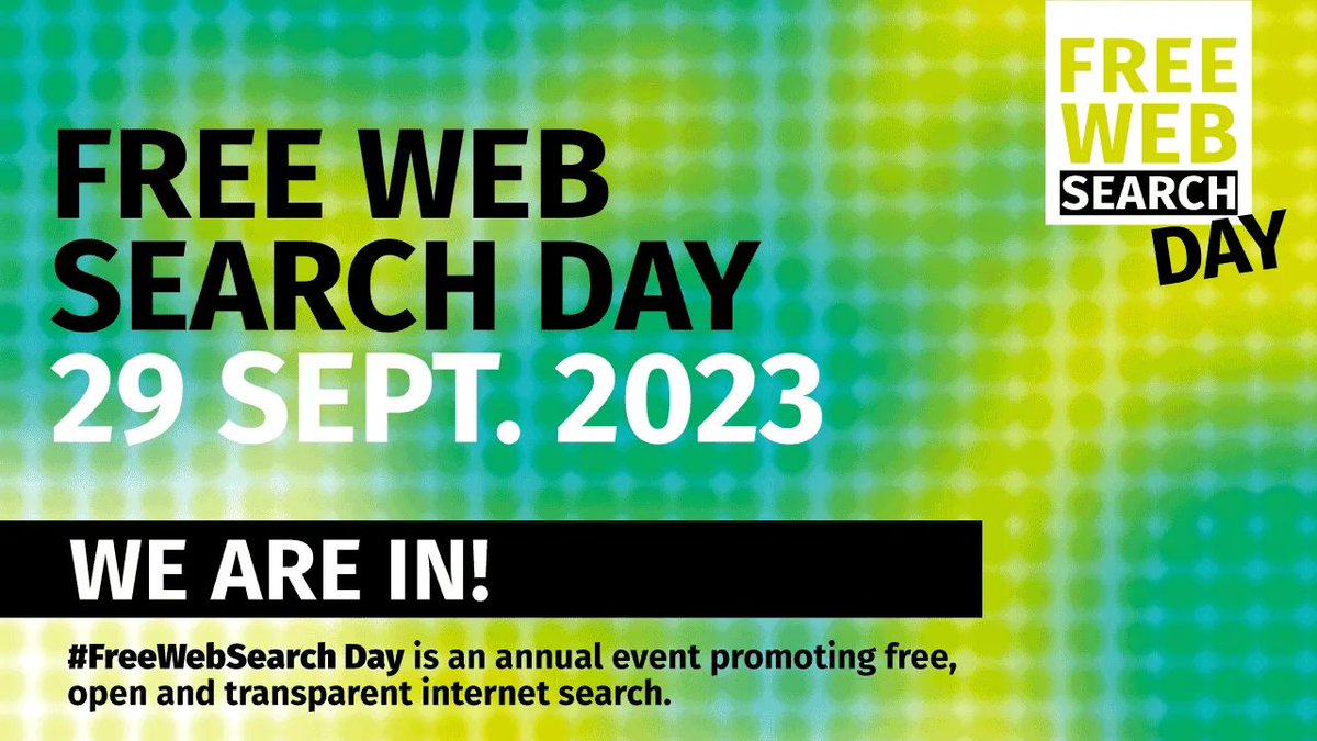 mojeek's tweet image. Friday is #FreeWebSearch Day #FWSD23 and we&apos;re IN! 

Check out all the events right here freewebsearch.org/en/events/ (featuring us)