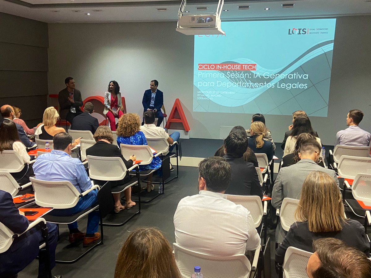ECIJA's tweet photo. Inicia el ciclo #inhousetech con la primera sesión: "#IA Generativa para departamentos legales" para debatir sobre las tendencias en las asesorías jurídicas del futuro  y la optimización de los departamentos legales junto a @LoisCounsel https://t.co/7vVfqJqvxs