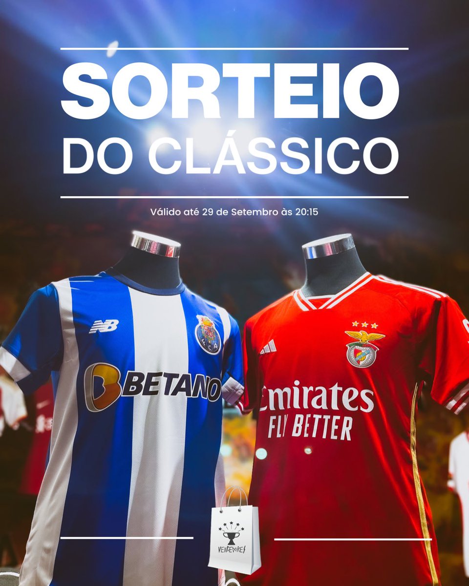 SORTEIO DO CLÁSSICO ⚽️

REGRAS ⤵️

1️⃣. Seguir a página <a href="/loja_vencedores/">Loja Vencedores 🏆🇦🇴</a>
2️⃣. Fazer retweet desta postagem 
3️⃣. Deixar nos comentários o resultado exacto do jogo.
4️⃣. Deixar nos comentários o marcador de um dos golos da equipa vencedora e em que parte foi (1a ou 2a)
5️⃣. Marcar 2