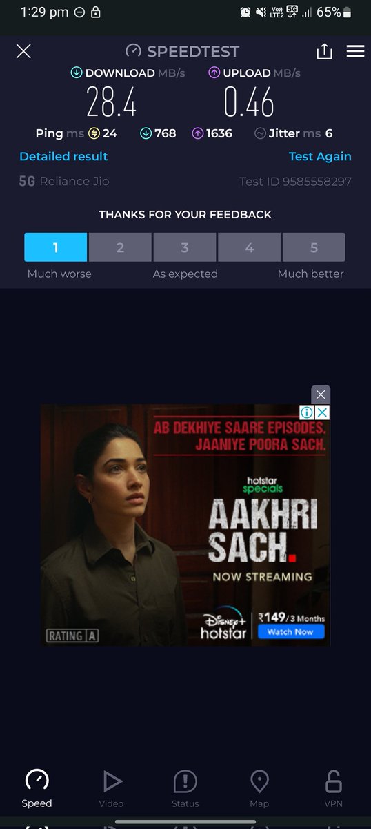 thunderbuddy167's tweet photo. @yabhishekhd It's been much worse in this area .only 28mb/s is coming. In my home town it will be much faster like 72mb/s .I think I have to change to Aircel services...@JioCare @reliancejio https://t.co/2ufIaa51z6