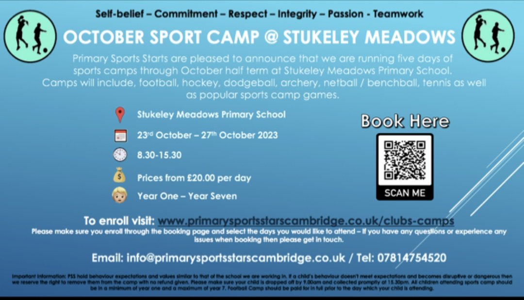 Primary_S_S's tweet photo. Just over 3 weeks to go until our first camp of this academic year kicks off!!

Come and join us for an action packed week of football and Multi-Sports!

https://t.co/MsM5HiPm2e https://t.co/MD8DuHoWJJ