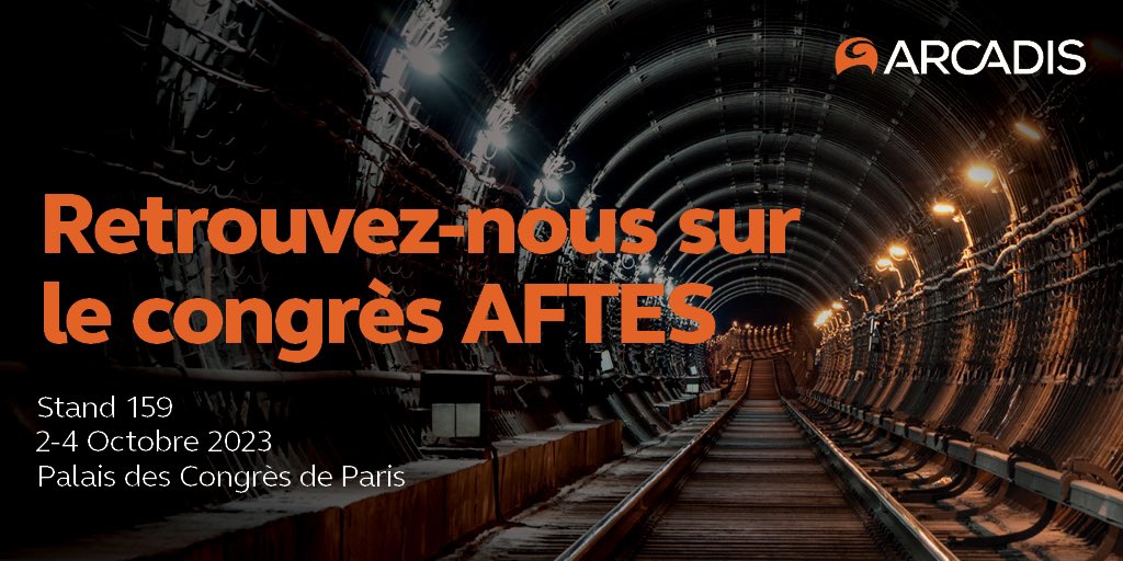 Arcadis vous donne RDV au Congrès AFTES du 2 au 4 octobre au <a href="/pcdeparis/">Palais des Congrès</a>. Retrouvez-nous sur le stand 159 pour échanger avec nos experts en tunnels &amp; ouvrages souterrains.
 Thème de cette année : Le souterrain au cœur des transitions.
 
Inscriptions 👉 aftes2023.com/fr/inscription