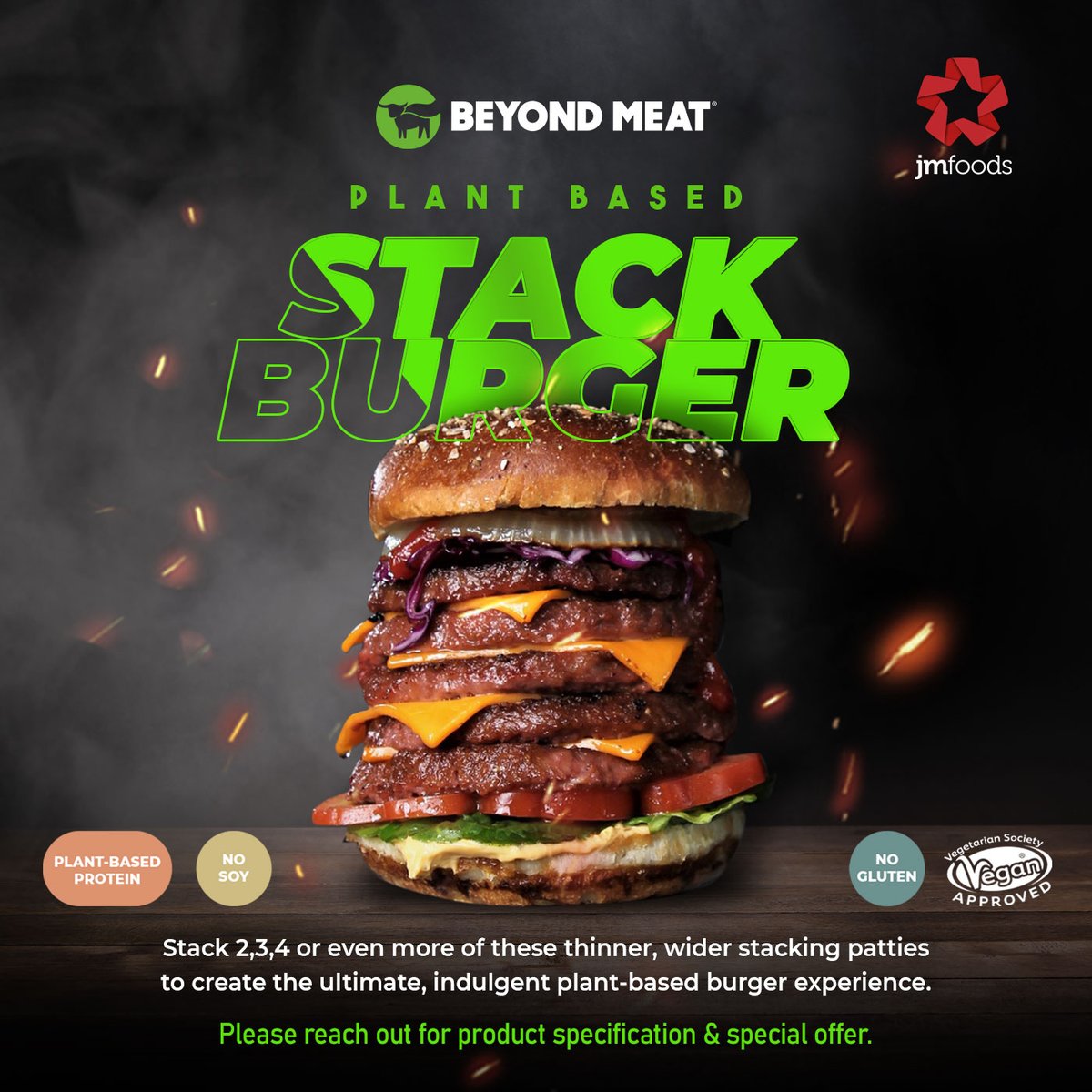 Stack 'em high, stack 'em wide! 🍔🌱

Building the ultimate plant-based burger tower. Who's
up for this indulgent delight?

For inquiries, reach out to us at
✉️ sales@jmfoodgulf.com or call 📞 04 883 8238