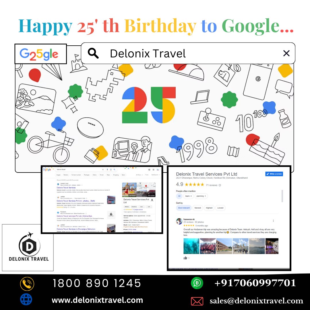 🎉 Celebrating 25 years of innovation, inspiration, and connection with Google! 🌍🎈 From search engines to self-driving cars, Google has been our digital companion on this incredible journey. 🎂
.
.
#Tripbazaar #Google25Years #InnovationMilestone #TechEvolution #DigitalPioneer