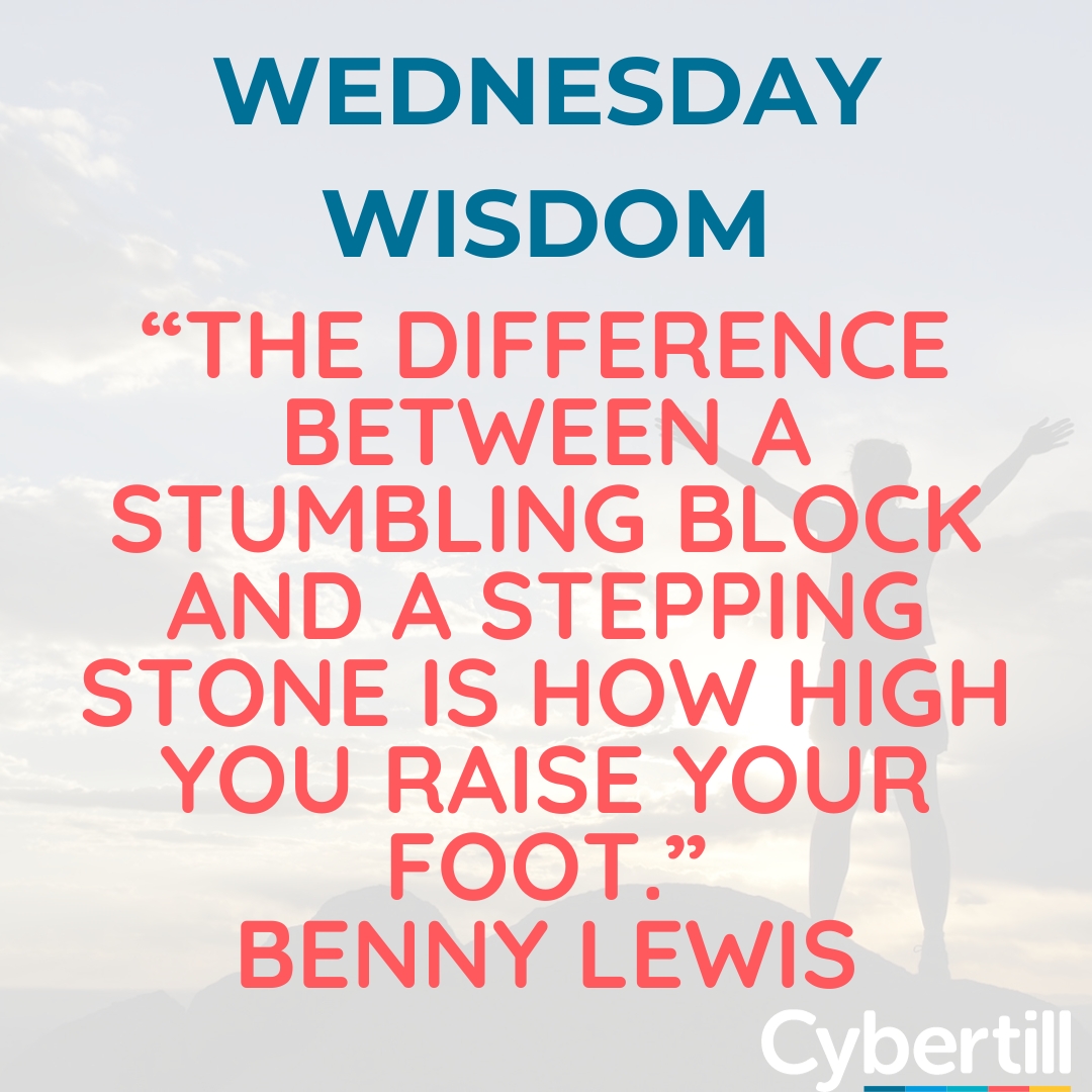 cybertill's tweet photo. WEDNESDAY WISDOM 

“The difference between a stumbling block and a stepping stone is how high you raise your foot.” Benny Lewis 

Book your free demo today, email us at enquiries@cybertill.co.uk
-
- https://t.co/2Jus9uKzyd