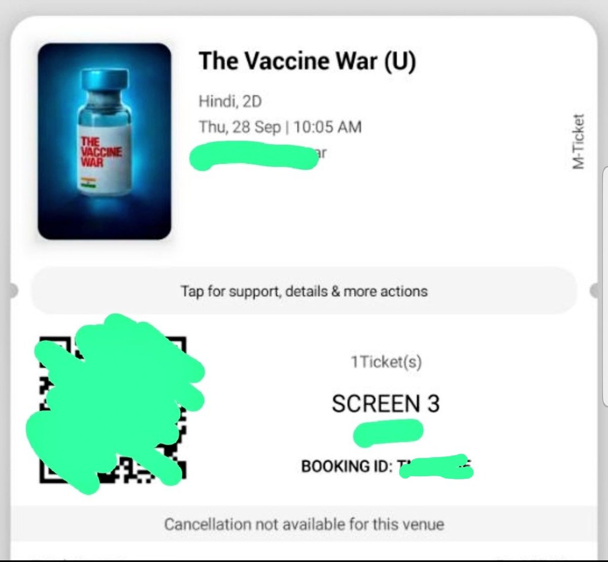 First day First show for #TheVaccineWar
Urge all Bharatiya sanatan families to watch the movie.
#PallaviJoshi Ji and @vivekagnihotri Ji has a lot of guts and have taken a lot of risks to produce such movies which represents the cries & ethos of our nation. It's our time now.