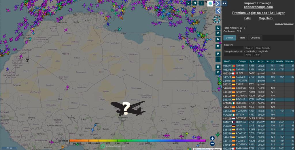 Wamaps_news's tweet photo. ⚠️#Niger 🇳🇪 | Selon une source fiable, l'ambassadeur Sylvain #Itté a quitté le #Tchad 🇷🇴. Il est désormais dans un avion en direction de Paris.
📷 Cependant, à 09h00, pas de vol civil répertorié entre #Ndjamena et Paris. ⬇️
❔S'agirait-il d'un vol non officiel ? Serait-il sur un vol militaire ?