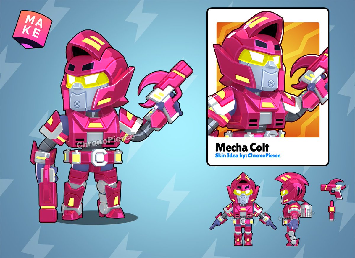 ChronoPierce_'s tweet photo. Brawl Stars Skin Idea - Mecha Colt (Supercell Make)

#BrawlStars #BrawlStarsArt #art https://t.co/pFE201VT7N