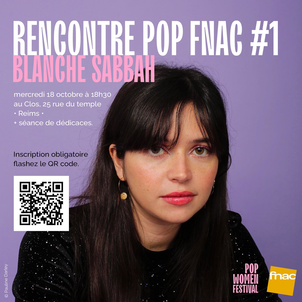 Venez assister à la première rencontre POP FNAC à Reims avec l’autrice Blanche Sabbah.

On se retrouve au Clos : 25 rue du temple à Reims à 18h30 précise le mercredi 18 octobre prochain ! 
⚠️ Inscription obligatoire : social-sb.com/zn/hxcdfvmb2

<a href="/Fnac/">Fnac</a> <a href="/EditionsDargaud/">Editions Dargaud</a> <a href="/CastermanJ/">Casterman Jeunesse</a>