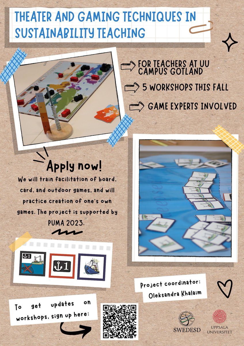 Want to use gaming techniques in #sustainability teaching? Opportunity for @UUCampusGotland teachers to join workshops about @KeepCoolGame - the Game on Climate Change. Find more information on the poster below or visit our web page swedesd.uu.se/research/Trans…