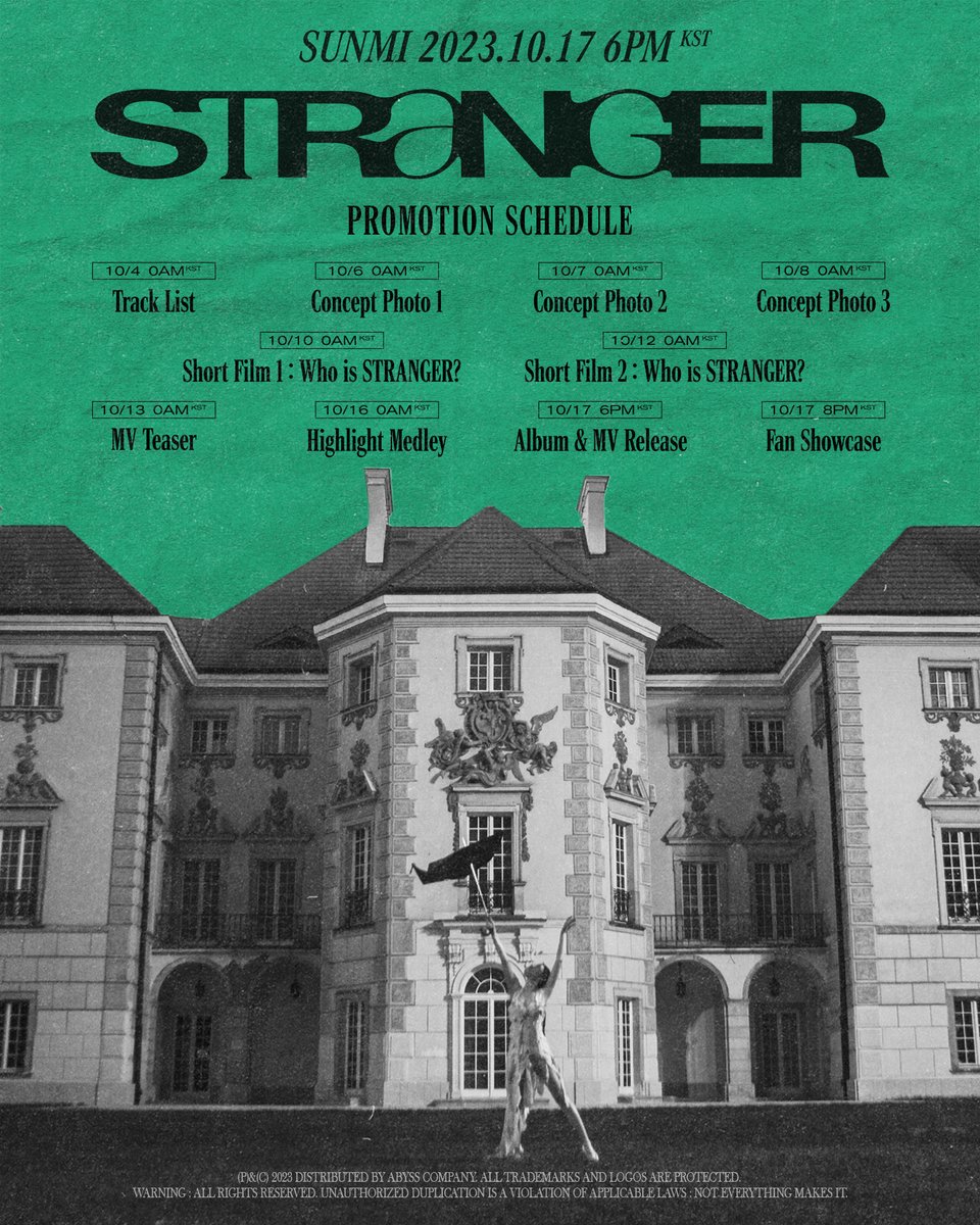 SUNMI
Digital Single 【𝐒𝐓𝐑𝐀𝐍𝐆𝐄𝐑】
PROMOTION SCHEDULE

Release
🔩 2023.10.17 6PM KST 

#선미 #SUNMI
#STRANGER