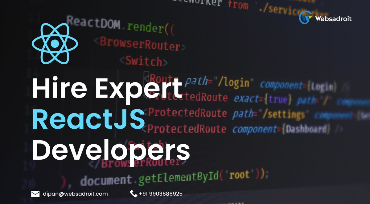 websadroit's tweet image. Need to #hireReactJS developers?
Choose from dedicated developers, full-time teams, part-time developers, or #freelancers.
Get in touch to learn more! @+91-9903686925
#hirereactjsdeveoper #reactjsdeveloper #skilleddeveloper #dedicateddeveloper #freelancer #hiringmodel