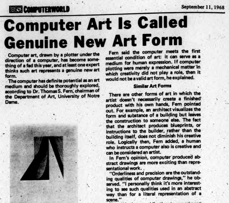 quasimondo's tweet image. Computerworld, 1968