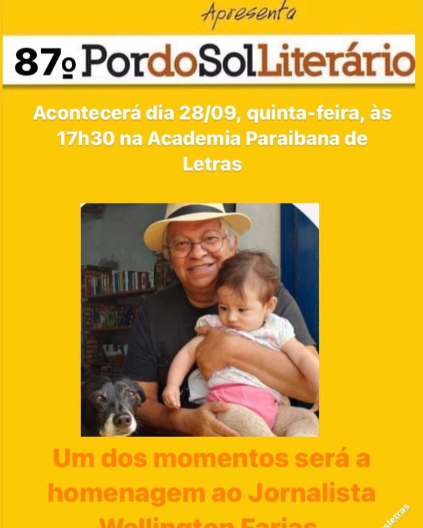 Será nesta quinta-feira,  28/09, na Academia Paraibana de Letras. Compareça. Valeu