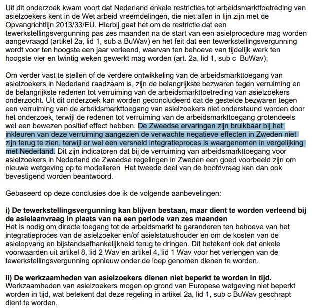 Asielzoekers vanaf dag één de mogelijkheid geven om te werken heeft alleen maar positieve effecten, zo leert de ervaring in Zweden. En nee, er is geen 'aanzuigend effect'.  

instituutgak.nl/wp-content/upl…
