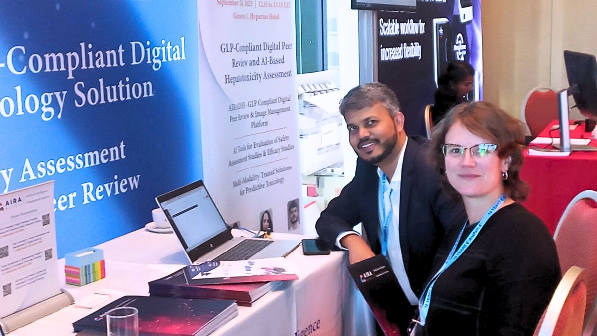 airamatrix's tweet photo. We had a busy day in #Basel! See us at Booth 14 to learn about our #AI solutions for Safety Assessment and Efficacy Studies and the GLP-compliant Digital Pathology Solution. For more insights, join our talk on Sept 28 at 12:45 pm in Geneva 1. #ESTP2023 #ESTPEmergingTherapeutics https://t.co/tEqiYRVRvN
