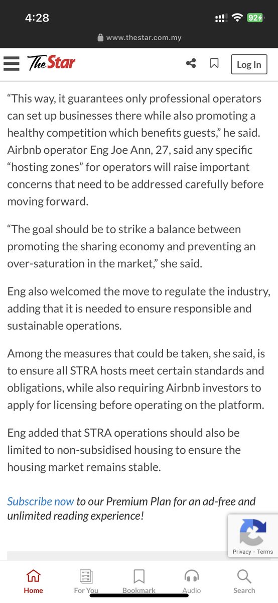 Thanks for the write-up again 🙌🏻 #TheStar #AirbnbRegulations