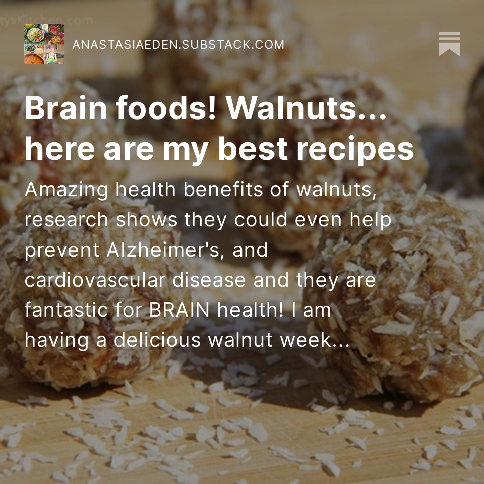 This week in my newsletter... it's all about walnuts. An excellent brain food. open.substack.com/pub/anastasiae…
#walnuts #walnutrecipes #brainfood #plantbased
