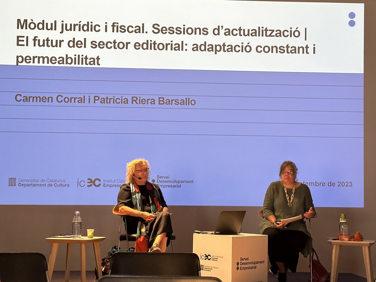 sdeicec's tweet photo. ✅ Encetem la cinquena sessió del mòdul jurídic i fiscal de l’ #SDEICEC, de la mà de Patricia Riera Barsallo i Carmen Corral.
👉🏼 Avui ens centrem en la constant evolució i adaptació en què es troba l’ecosistema editorial, dibuixant els futurs camins a seguir del sector. 📚 https://t.co/ODg2as40nP