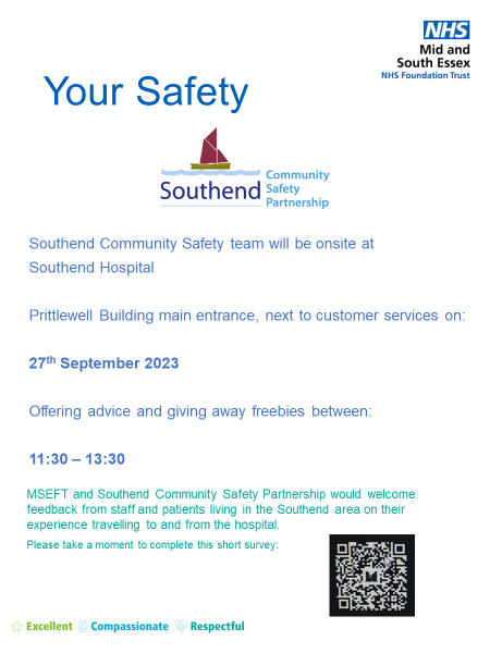 Today we will be attending @SouthendHospital come along and speak with us
#CommunitySafety #Partnership #NHSSouthend #Safeandwell