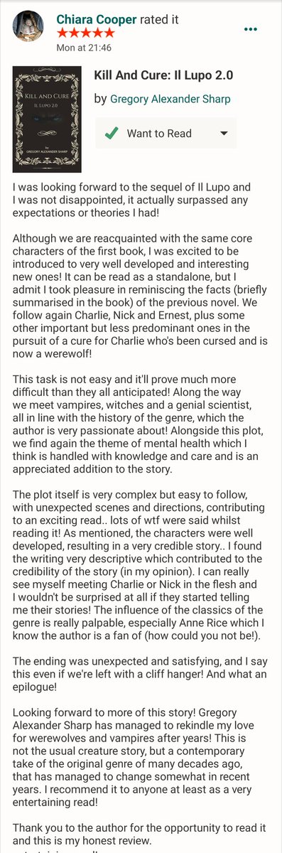 Gregory Alexander Sharp Author (@sempaigreg) on Twitter photo <a href="/dmtoft/">David Toft</a> κ§ΰΌREVIEWΰΌκ§
ππππ πΌππΏ πΎπππ: ππ ππππ 2.0
#vampire Vs #werewolf
Available in your favourite formats at Amazon.
Do I need to have read Il Lupo first? NO
Will I want to read Il Lupo after reading this? PROBABLY!
amazon.co.uk/dp/B0CH25LY63/β¦ <a href="/dmtoft/">David Toft</a> κ§ΰΌREVIEWΰΌκ§
ππππ πΌππΏ πΎπππ: ππ ππππ 2.0
#vampire Vs #werewolf
Available in your favourite formats at Amazon.
Do I need to have read Il Lupo first? NO
Will I want to read Il Lupo after reading this? PROBABLY!
amazon.co.uk/dp/B0CH25LY63/β¦