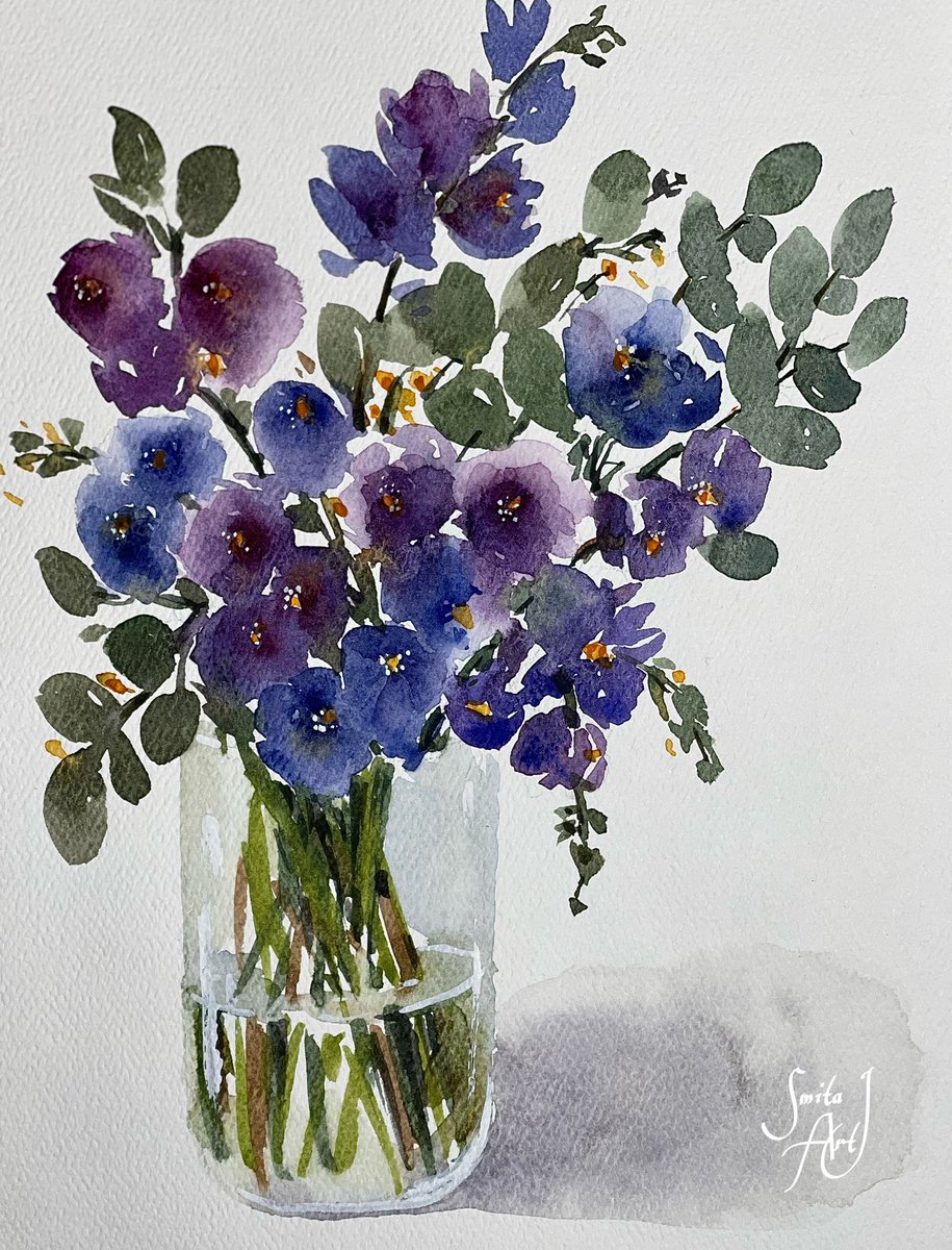 Purple blooms in air,
Autumn's shades beyond compare,
Graceful colors flare 🌸

#watercolorflorals #watercolor #floralart #floral #Autumn #September