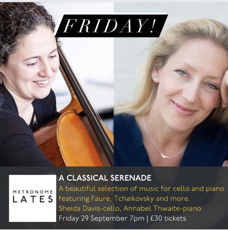 SheidaDavis's tweet photo. Last few tickets!
#morden #cello #piano #music #violoncello #friday #concert #performance #recital https://t.co/7IG2BXRWeC