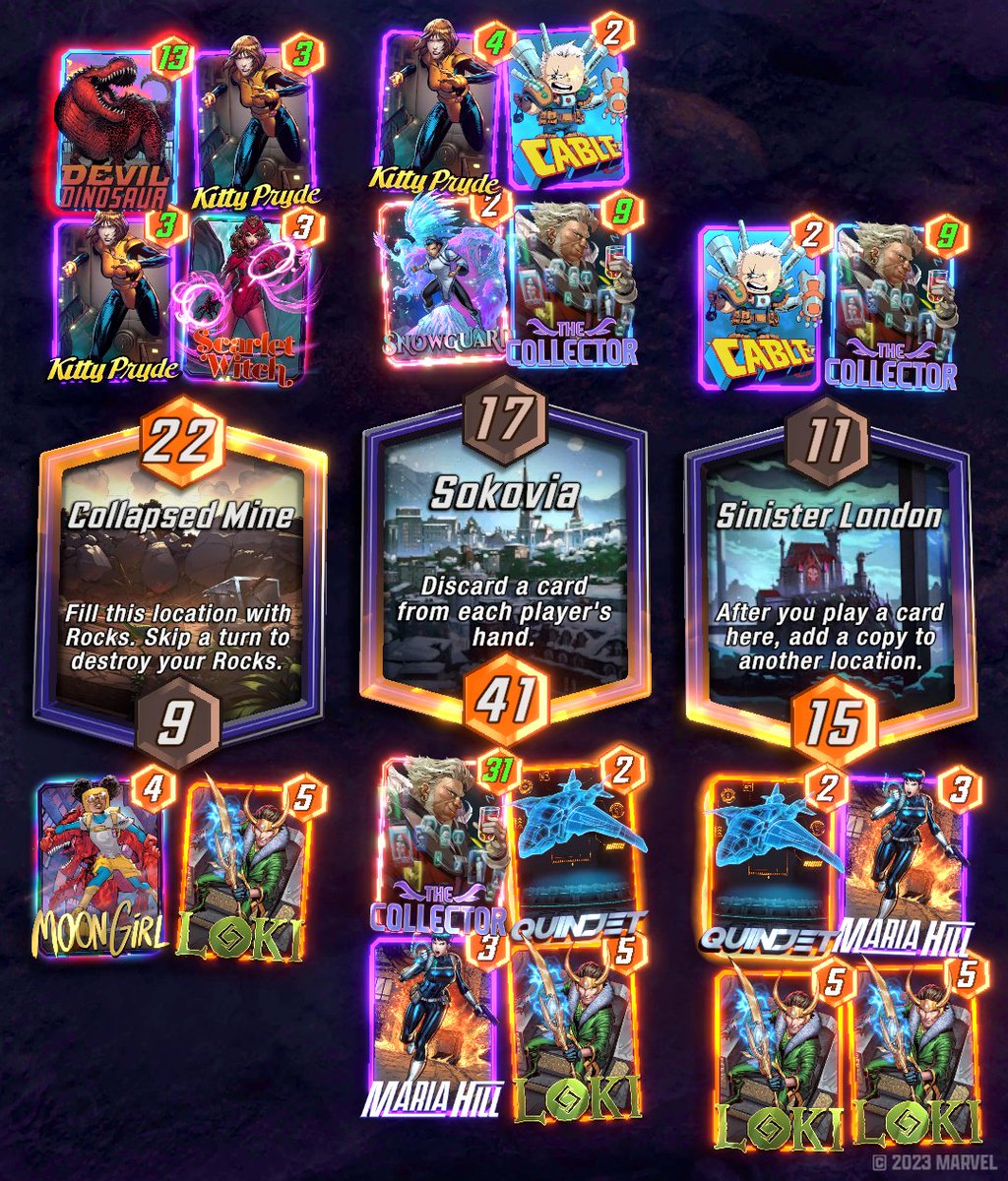 MARVELSNAP's tweet photo. This season is all about tricky plays and mind-bending bluffs with Loki, Alioth and more! 🫨 🫨 🫨

Share your favorite #MARVELSNAPSHOT featuring cards from Loki For All Time for a chance to win 250 credits! 🎭💚 https://t.co/DG83QXRiDk