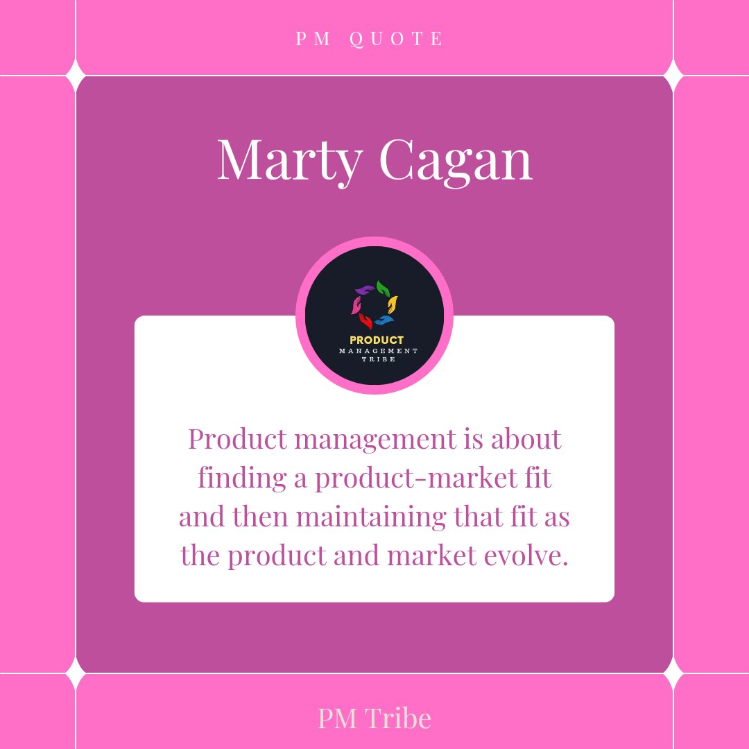'Product management is about finding a product-market fit and maintaining that fit as the product and market evolve' - Marty Cagan(Author, Inspired)

#producttalks
#productmanagementlife
#productmanagers #productcommunity