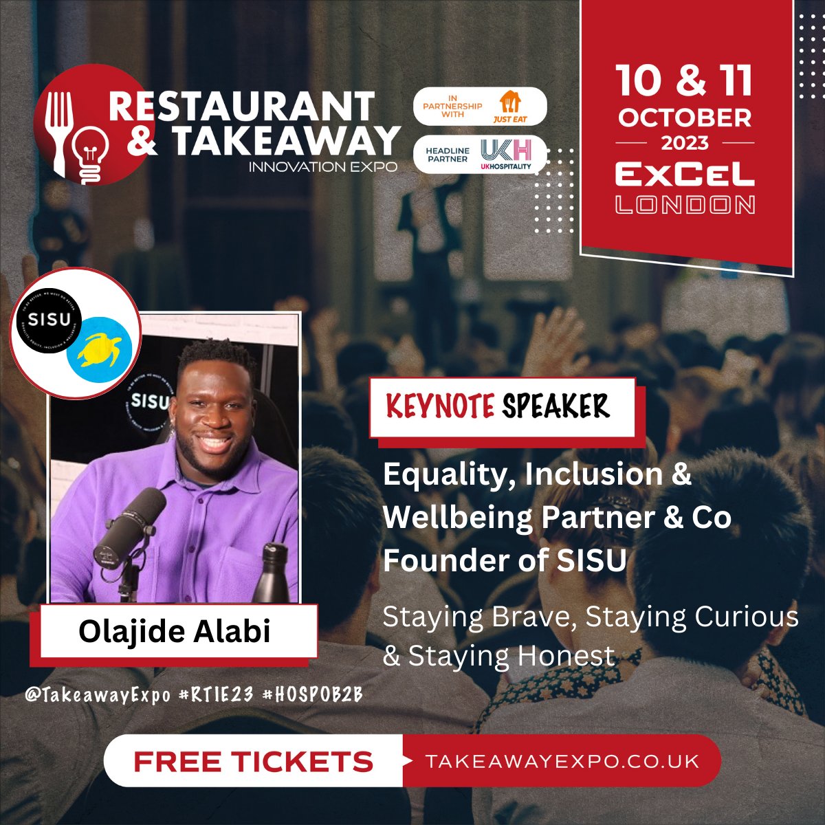 Welcoming Olajide Alabi, Keynote Speaker at #RTIE23! Join him for 'Staying Brave, Staying Curious & Staying Honest'. ✨ #HOSPOB2B