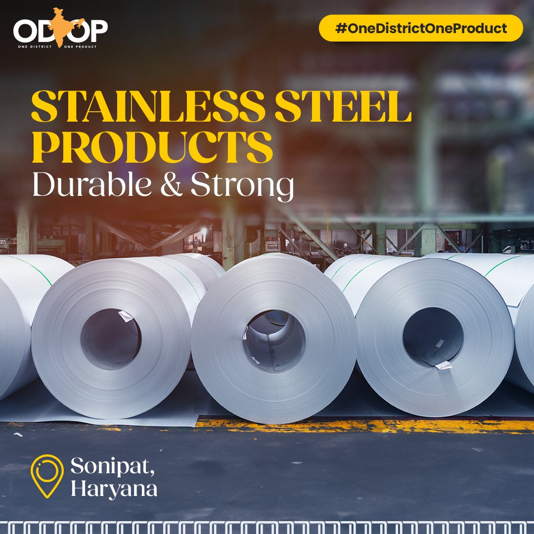 #Sonipat's thriving steel industry crafts top-quality stainless steel products for domestic and international markets. 💼🌎

Explore more at bit.ly/II_ODOP

#InvestInHaryana #InvestInIndia #ODOP #Haryana #InvestIndia #OneDistrictOneProduct #SteelProducts