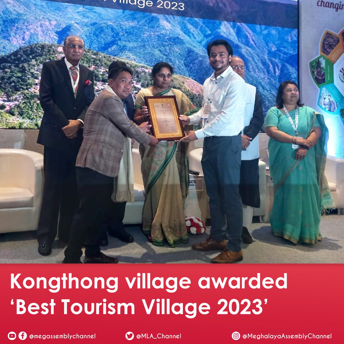 MLA_Channel's tweet photo. The Ministry of Tourism, GoI, has honored Kongthong with the prestigious Bronze award for the Best Tourism Village in 2023. This recognition is attributed to their exceptional 'Jingrwai Iawbei,' a melodious whistling tune traditionally passed down from mothers to their children. https://t.co/Meo2Znjslp