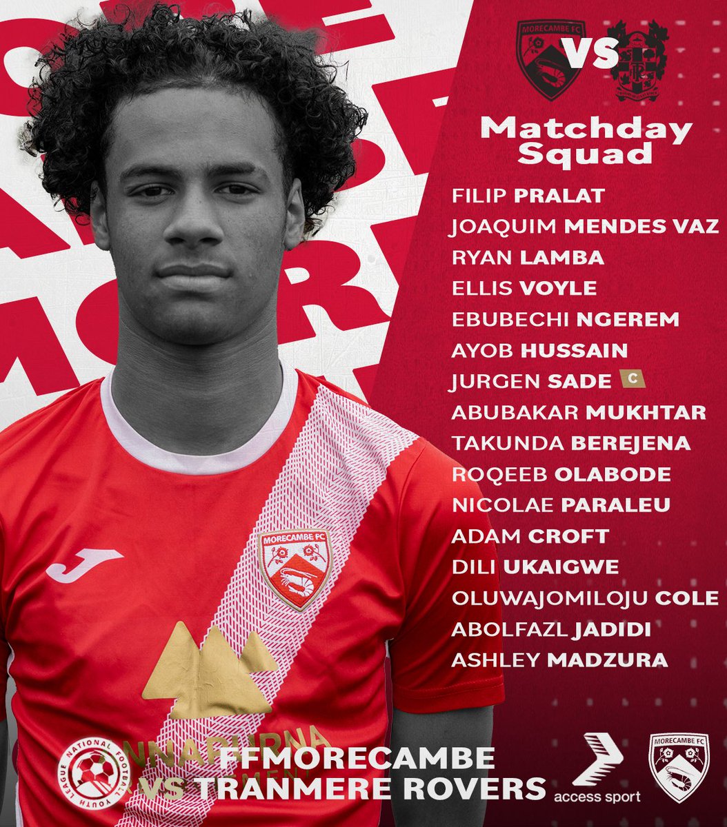 Your matchday squad for this afternoon's <a href="/NFYLU19U23/">National Football Youth League</a> fixture 👊