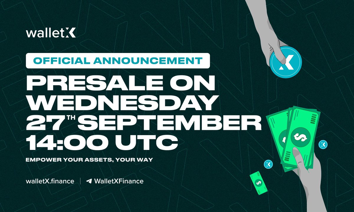 Embark on a transformative adventure alongside WalletX A 🚀 Our pioneering Wallet initiative is preparing for its upcoming presale on #Pinksale, scheduled for today at 14:00 UTC. 
Make sure not to overlook this chance – become part of our journey today!

pinksale.finance/launchpad/0xaB…