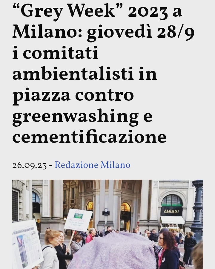 Torna la "Grey Week" antagonista della "Green Week". Giovedì 28/9 ore 18 piazza Scala per dire basta a greenwashing e cementificazione:
pressenza.com/it/2023/09/gre…
