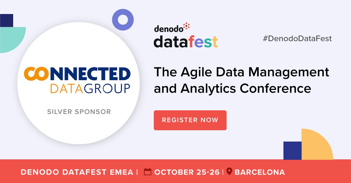 Het team van Connected Data Group is op 25 en 26 oktober aanwezig op het Denodo Datafest in Barcelona!

Registeren kan vandaag nog voor de Early Bird prijs via:
lnkd.in/e_WbDMhD

#DenodoDataFest