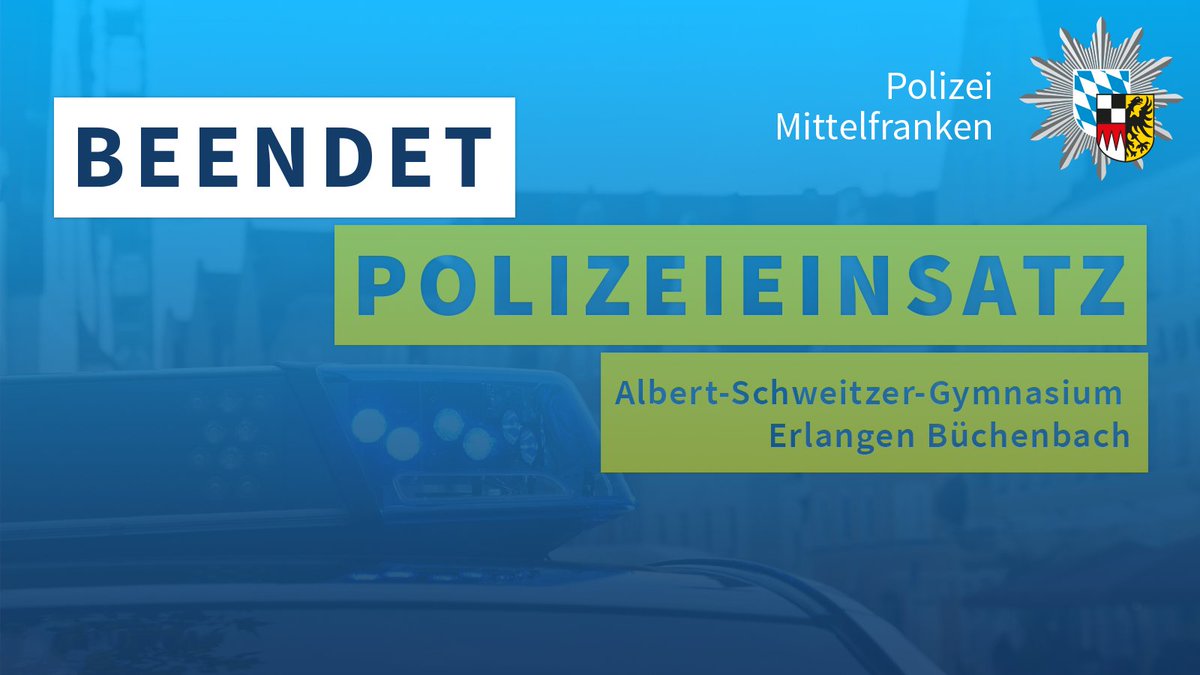 PolizeiMFR's tweet image. Am Mittwochmorgen (27.09.2023) löste eine #Bombendrohung am Albert-Schweitzer-Gymnasium in Erlangen Büchenbach einen größeren #Polizeieinsatz aus. Der Schulbetrieb wurde für den Tag eingestellt. #ER2709

Pressemeldung:
polizei.bayern.de/aktuelles/pres…