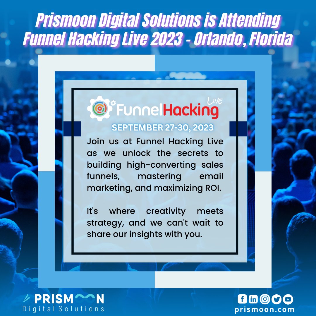 Prismoon_us's tweet image. Join us at Funnel Hacking Live as we unlock the secrets to building high-converting sales funnels, mastering email marketing, and maximizing ROI. It&apos;s where creativity meets strategy, and we can&apos;t wait to share our insights with you. 

#digitalmarketing #funnelhackinglive2023