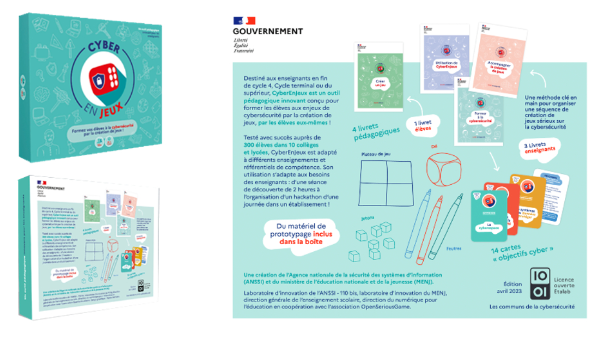 DrneBFC's tweet photo. 🔐🎲Envie de sensibiliser vos élèves à la #cybersécurité par la création de jeux ? 
Découvrez le kit #CyberEnJeux, pour construire une séquence pédagogique sur la cybersécurité et développer des compétences dans la ludo-pédagogie.
https://t.co/pI3NSIw2Zv
#ANSSI #ludification https://t.co/zhWsKXoUOI