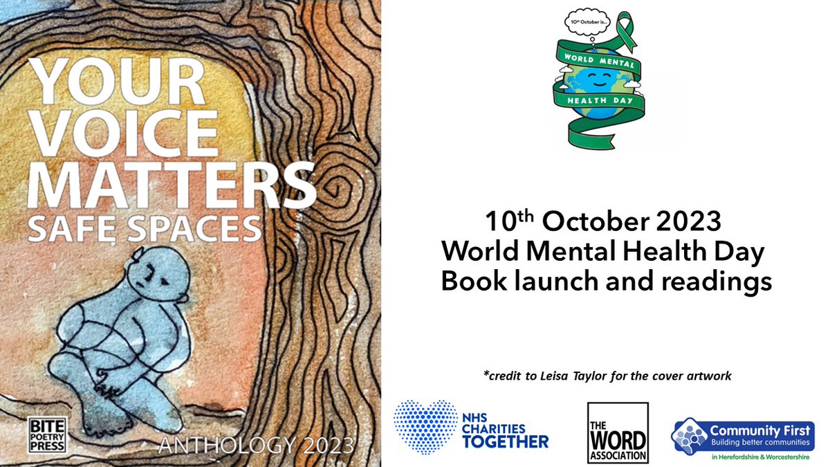 Join us, 10th October for a #WorldMentalHeatlhDay event showcasing what is on offer and wellbeing sessions as well as the book launch and poetry readings created by our learners.  
Malvern Town Football Club, WR14 2EQ 
10am-1pm To Book email: info@comfirst.org.uk 
#poetry