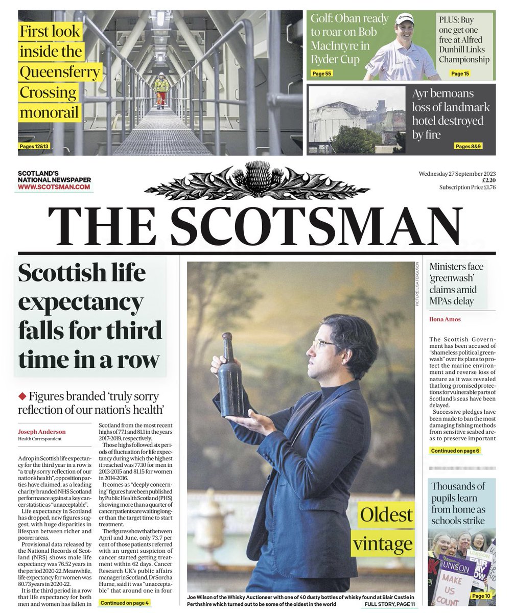 Front page of @TheScotsman for SPEY client today. The world's oldest whisky supped by Queen Victoria was found hidden in cellar at @Blair_Castle and is going to auction with @Whisky_Auction.