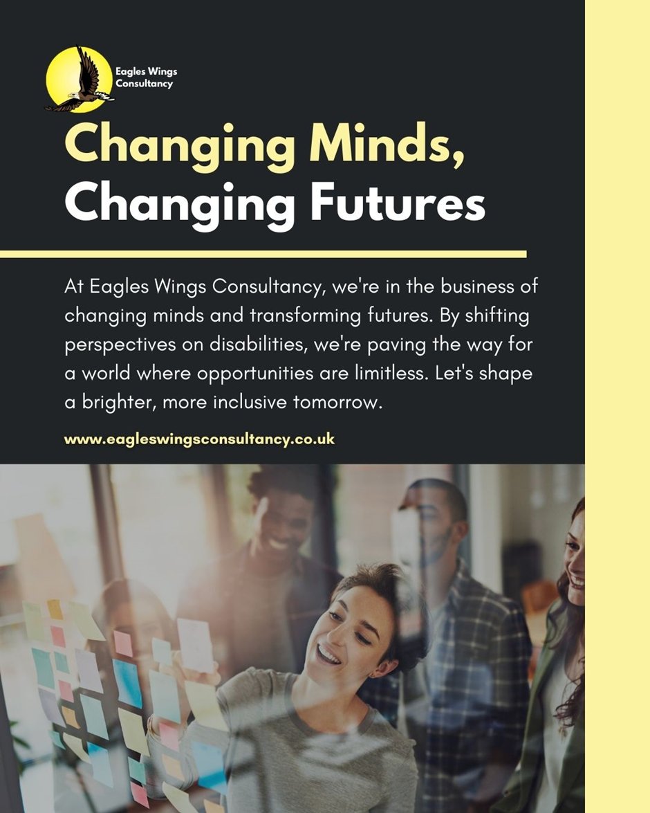EWConsultancy's tweet photo. #ChangingMinds #ChangingFutures #ShiftPerspective #PaveTheWay #BrighterFuture
#EaglesWingsConsultancy #DisabilityConsultant #DisabilitySpecialist #ExpertByExperience #TurningDisabledToEnabled https://t.co/JARH2qJjv0 @EWConsultancy https://t.co/gIBV3fnX5m