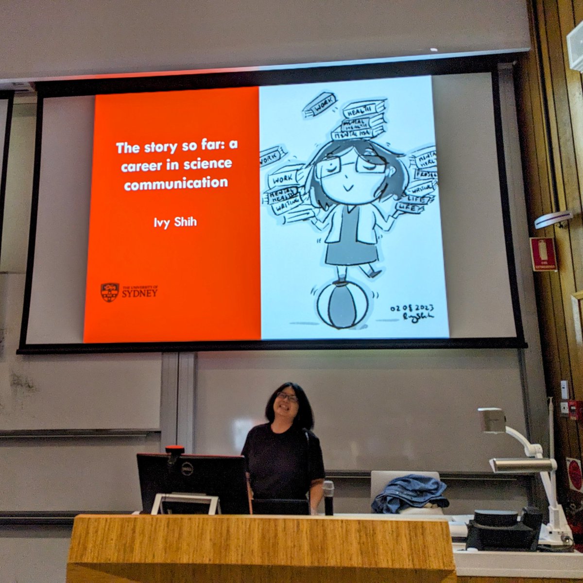 Thanks <a href="/ivyhish/">Ivy Shih</a> 🙏 for being our guest speaker at our Sydney Uni Chem Soc annual symposium!  <a href="/SydneyChemistry/">Sydney Chemistry</a>

Super interesting career journey from research to media, and a ton of amazing illustrations  #FattypusThePlatypus