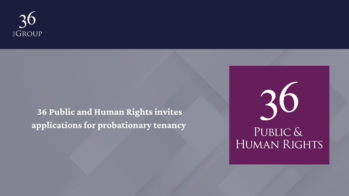 The36Group's tweet photo. In light of expanding work, @36Public and Human Rights are looking for probationary tenants to join the team.

The deadline for applications is 4pm on 23.10.23. Details including means of application can be found here on the @thebarcouncil website: https://t.co/zzqzvyCSwM https://t.co/HdoKaKkCoZ